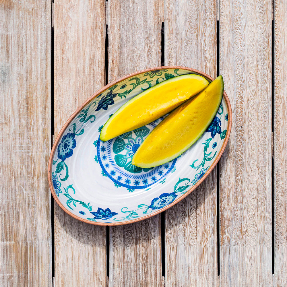 Turquoise Floral Melamine Serving Bowl