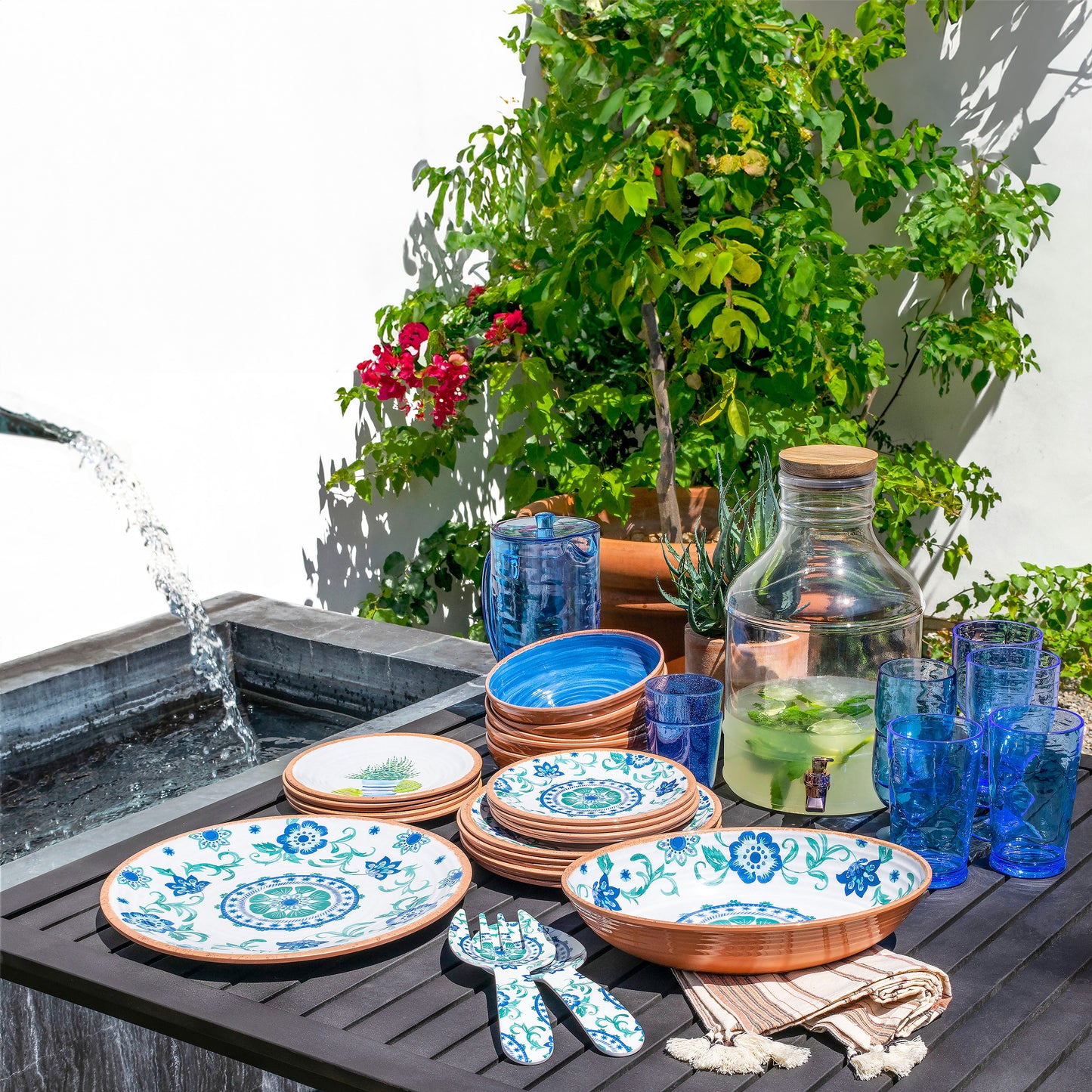 Turquoise Floral Melamine Side Plate