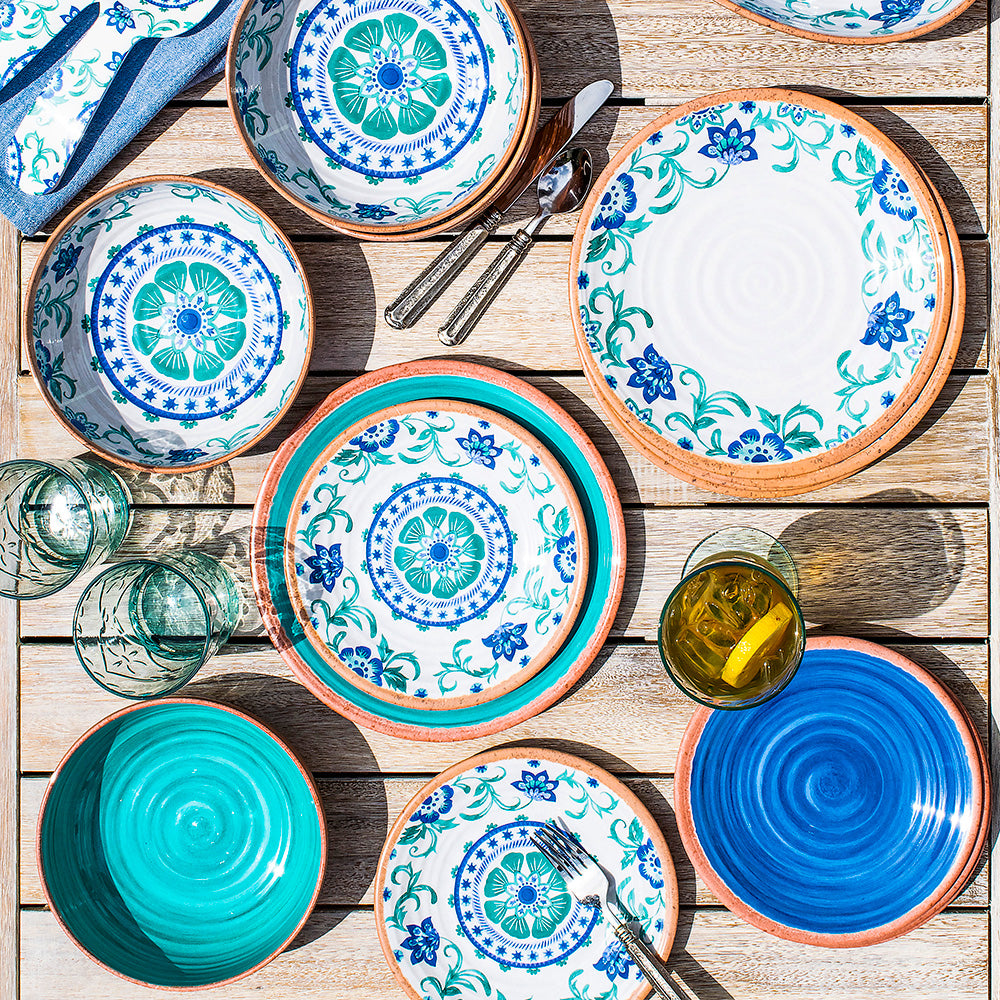Turquoise Floral Melamine Platter