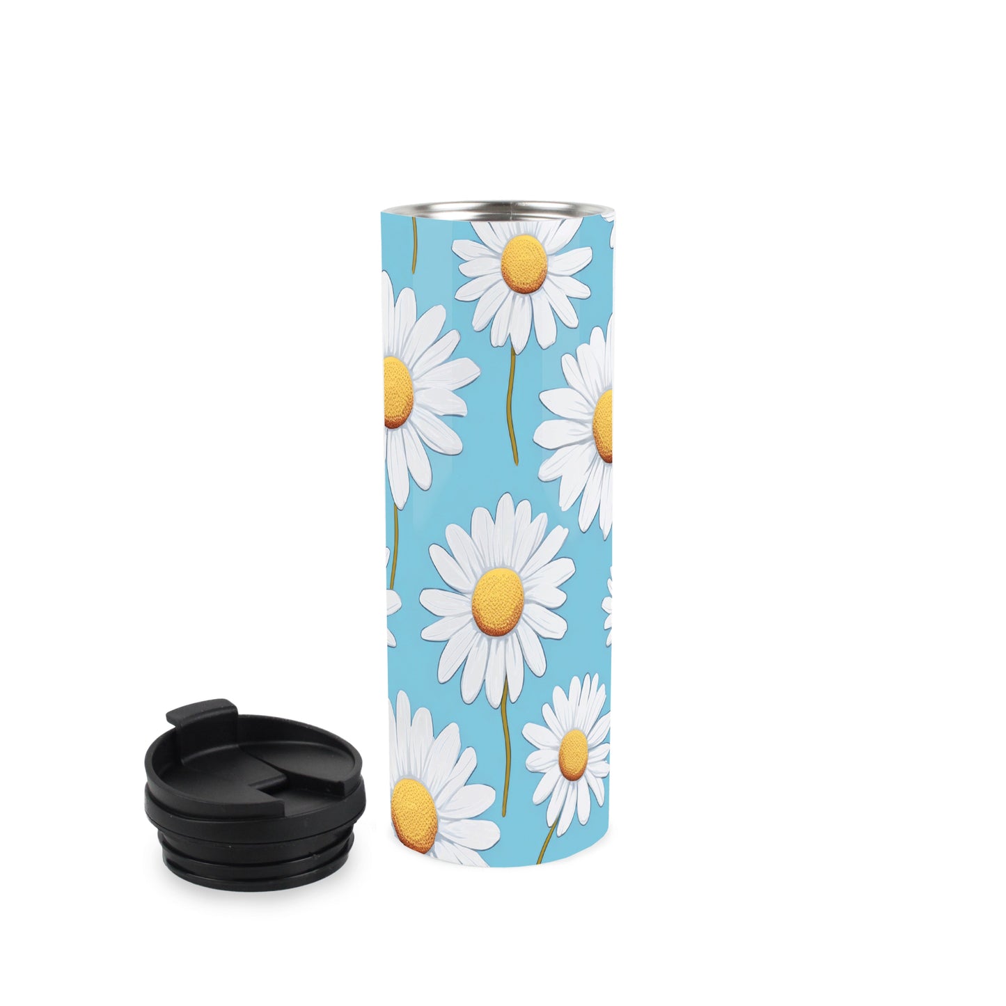 Blue Daisies Stainless Steel Flask
