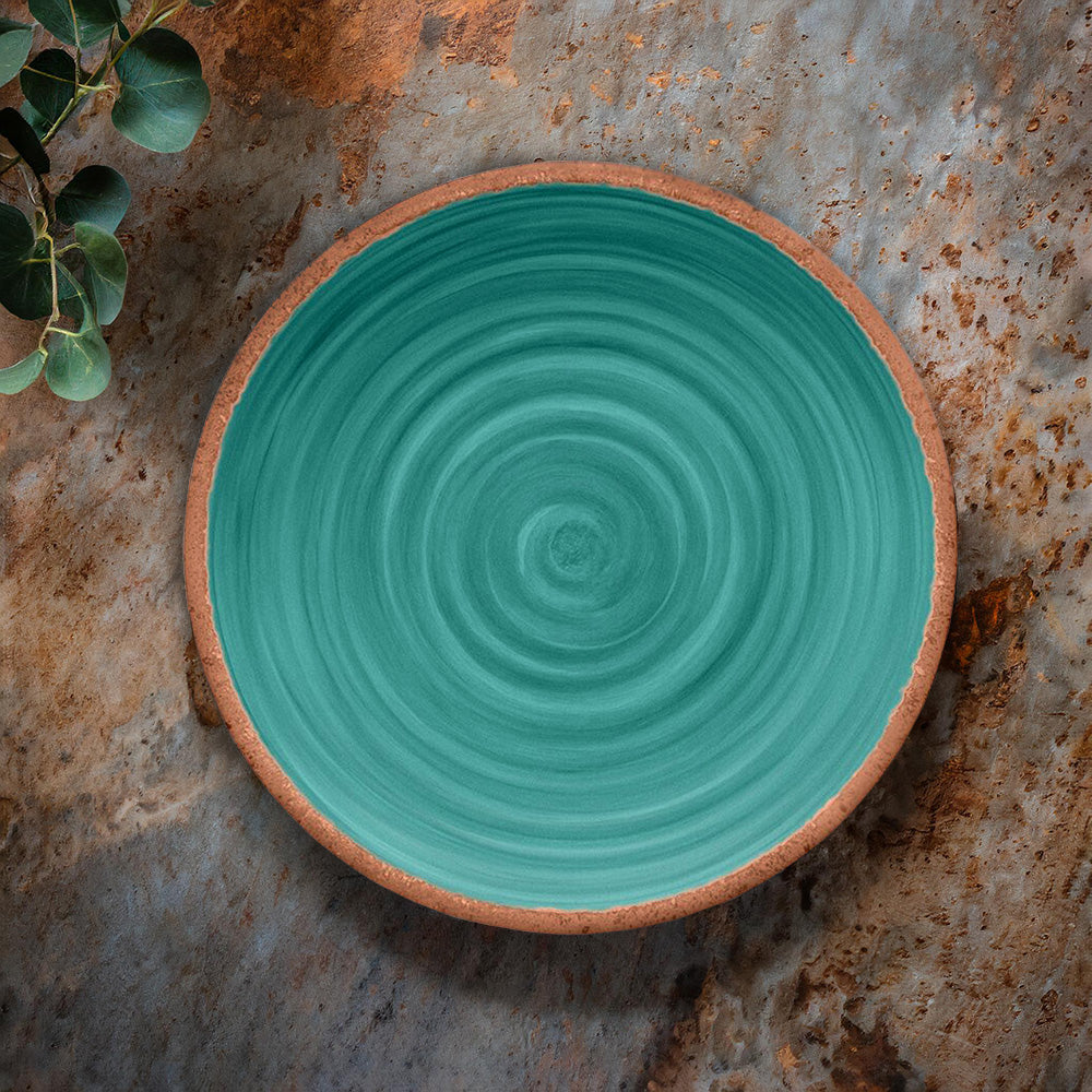 Rustic Swirl Turquoise Melamine Dinner Plate