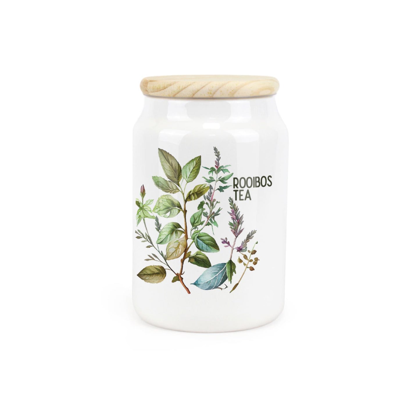Watercolour Herbs Ceramic Canister