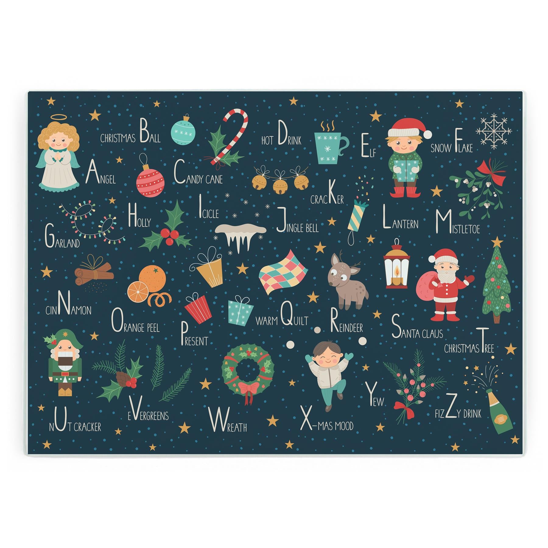 Christmas Alphabet Large Smooth Worktop Protector