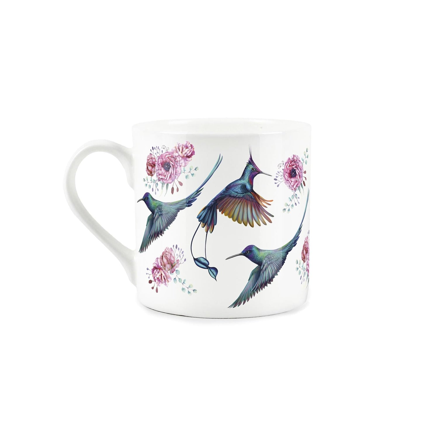 Pink Floral Humming Birds Mug