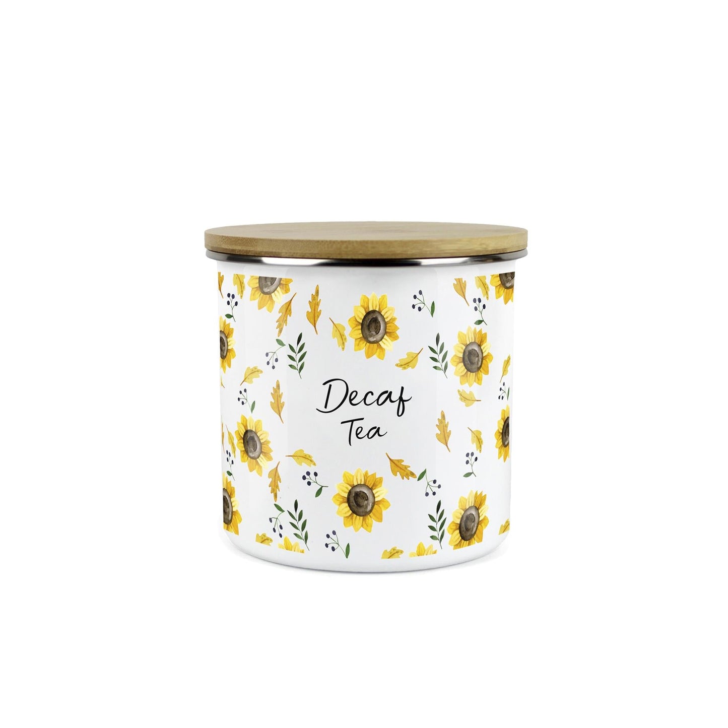 Decaf Tea Storage Canister - Sunflowers Yellow Kitchen Storage Jar