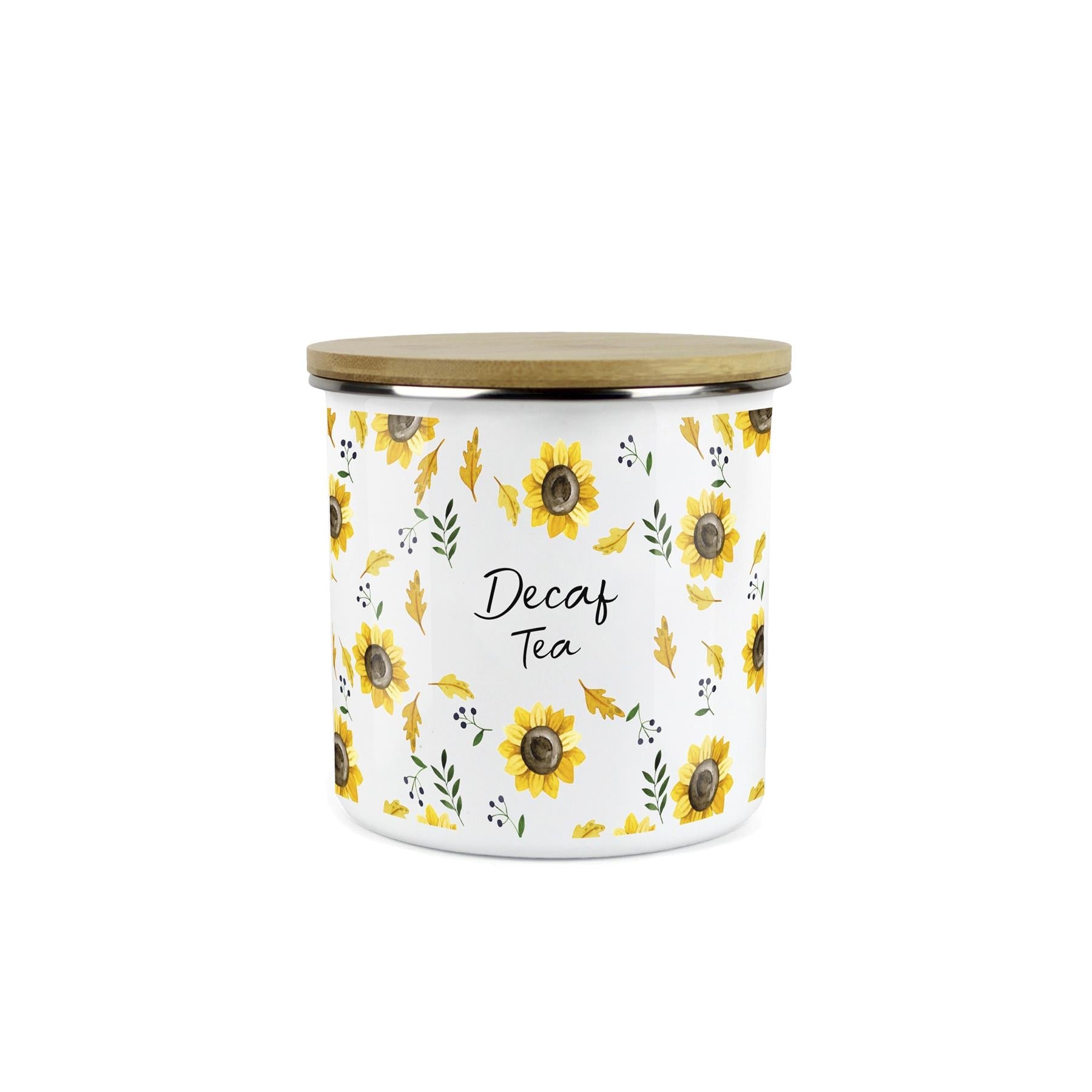 Decaf Tea Storage Canister - Sunflowers Yellow Kitchen Storage Jar