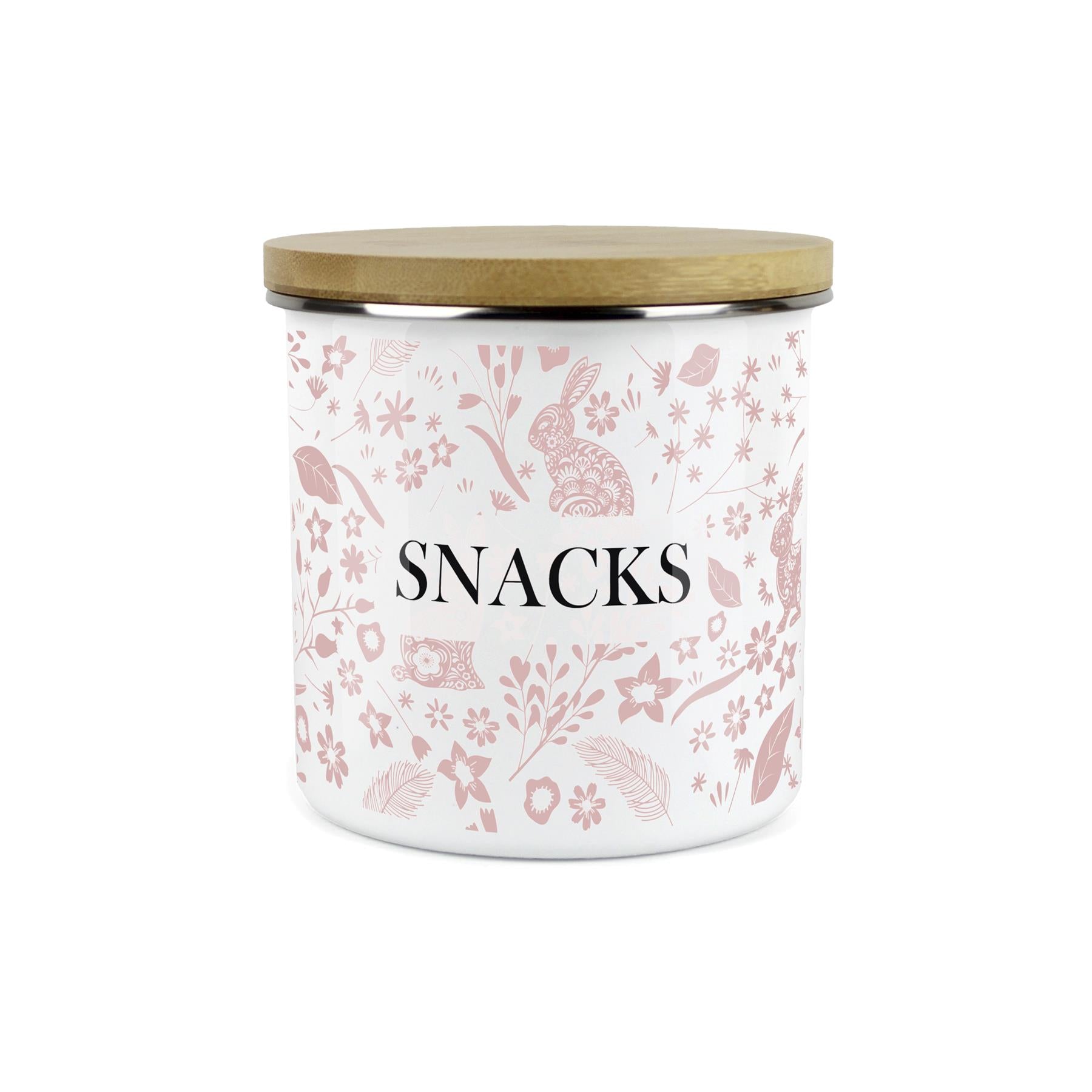 Wild Rabbits Snacks Storage Canister - Pink Enamel Food/Baking Container