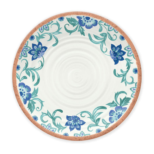 Turquoise Floral Melamine Dinner Plate