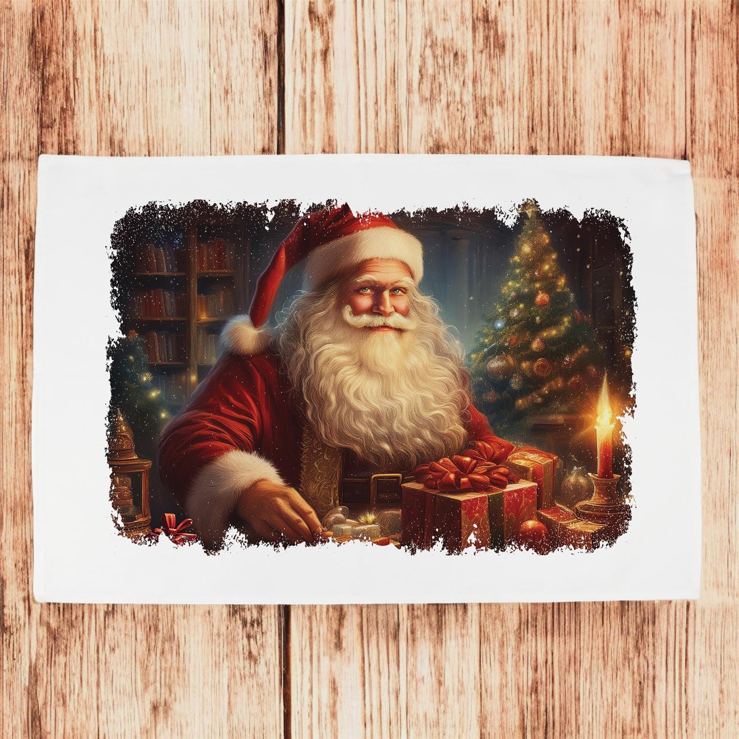 Father Christmas Workshop Tea Towel