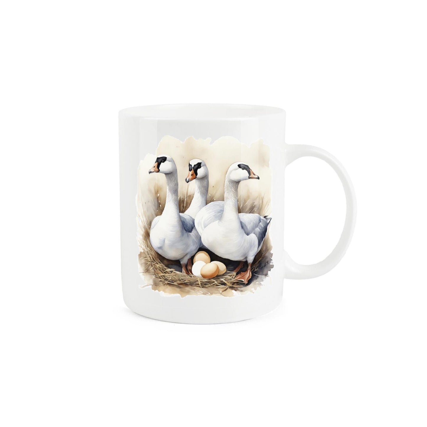 12 Days of Christmas bone china mug, 6th day: geese design.