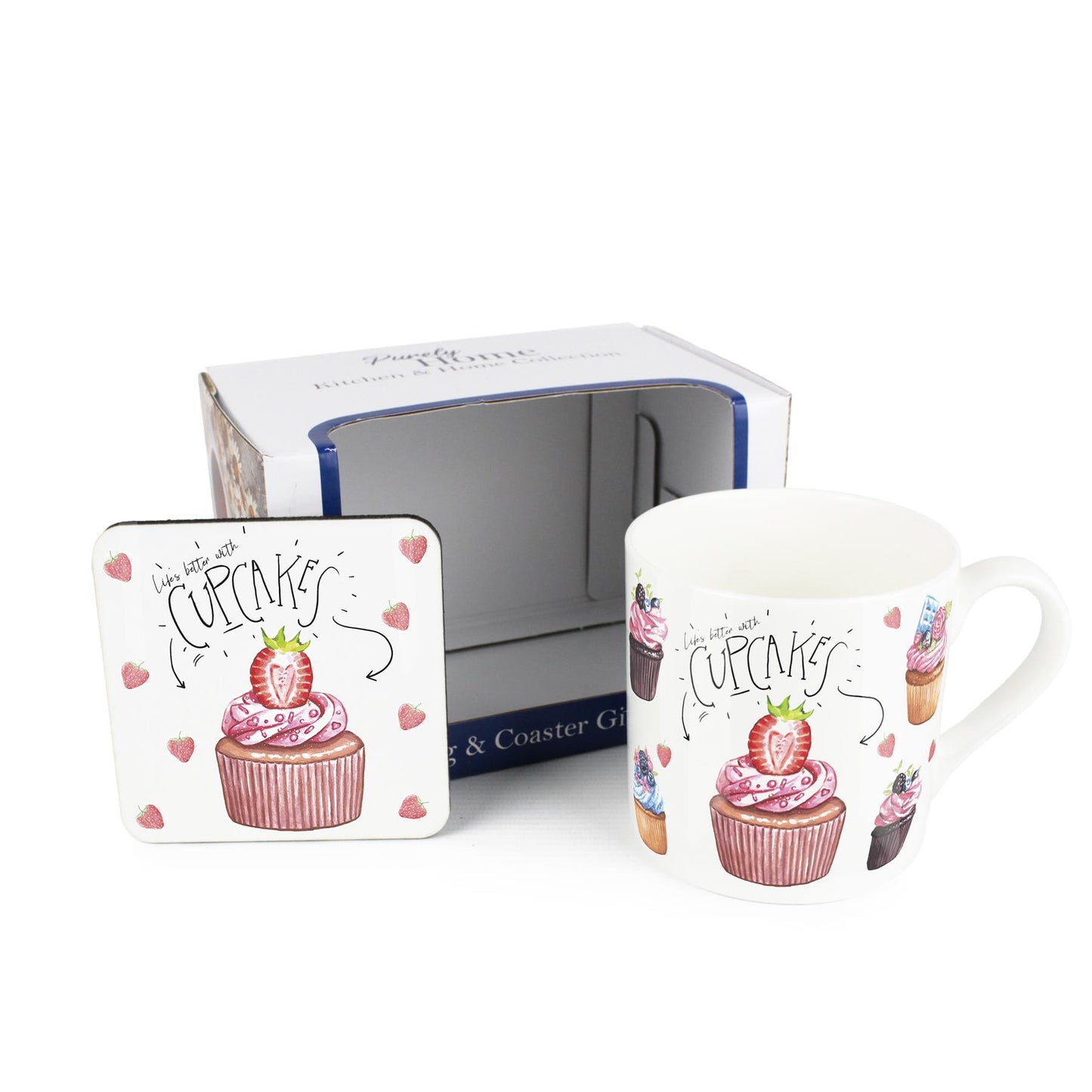 Life's Better with Cupcakes Mug & Coaster Gift Set