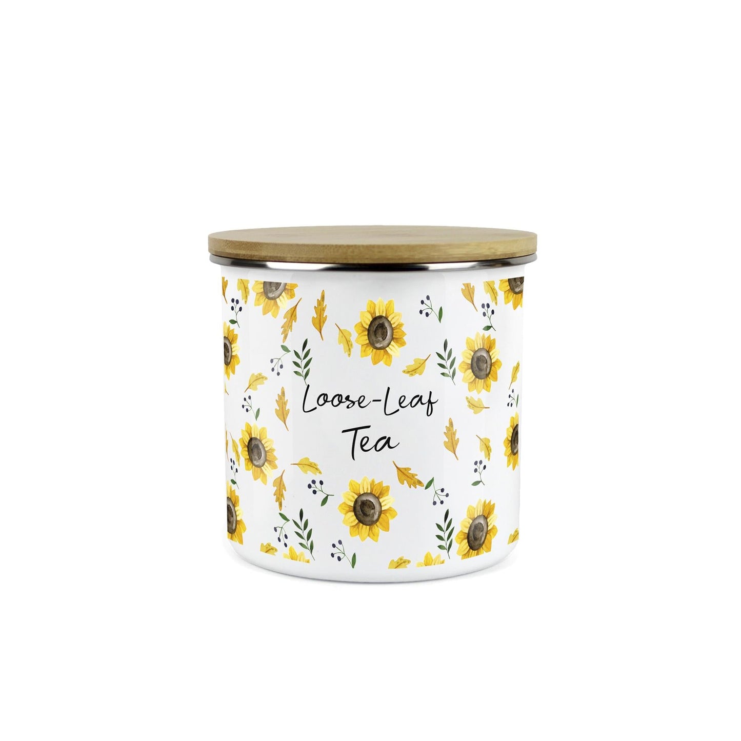 Loose-Leaf Tea Storage Canister - Sunflowers Yellow Kitchen Storage Jar