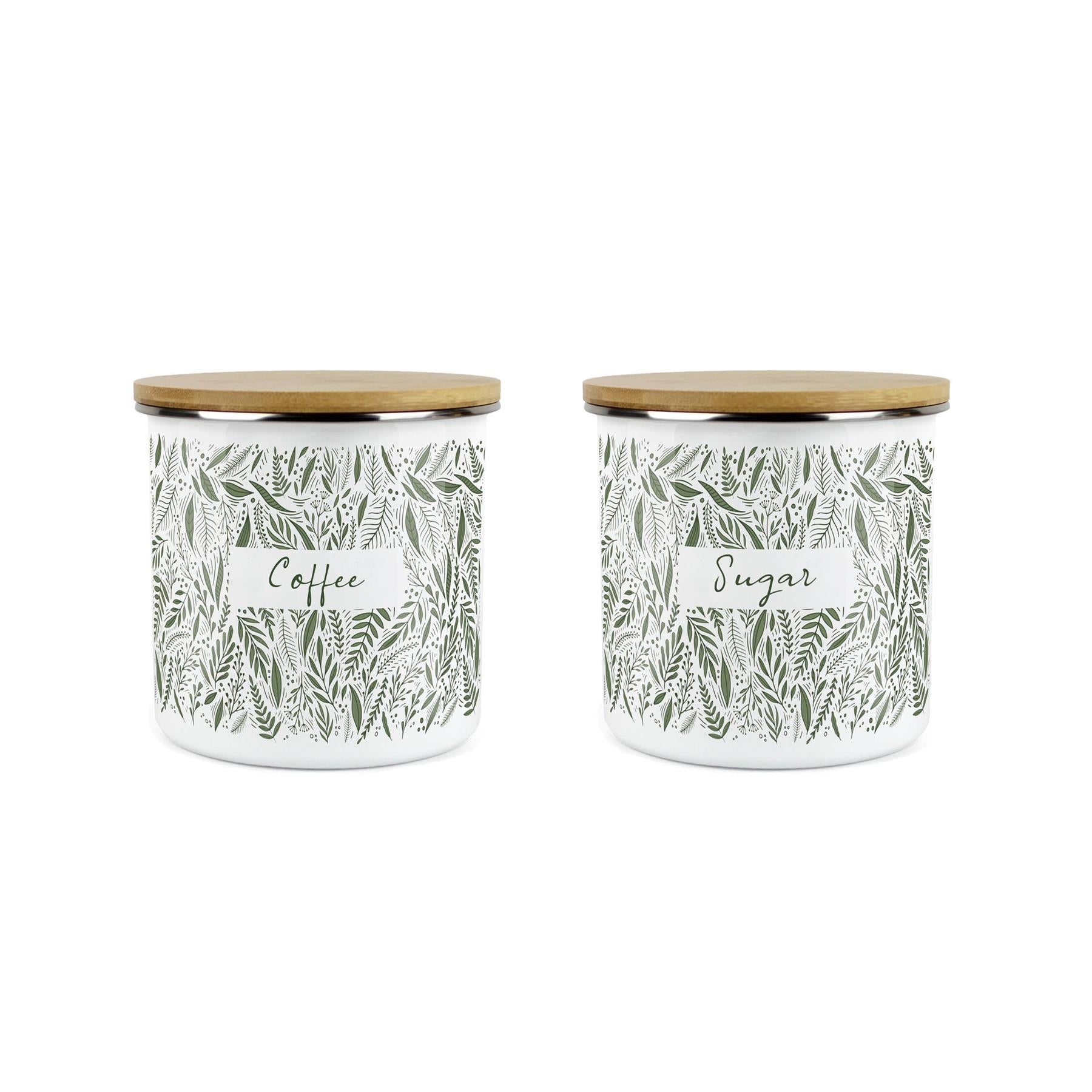 Purely Home - Green Leaves - Coffee and Sugar 2pc Canister Set