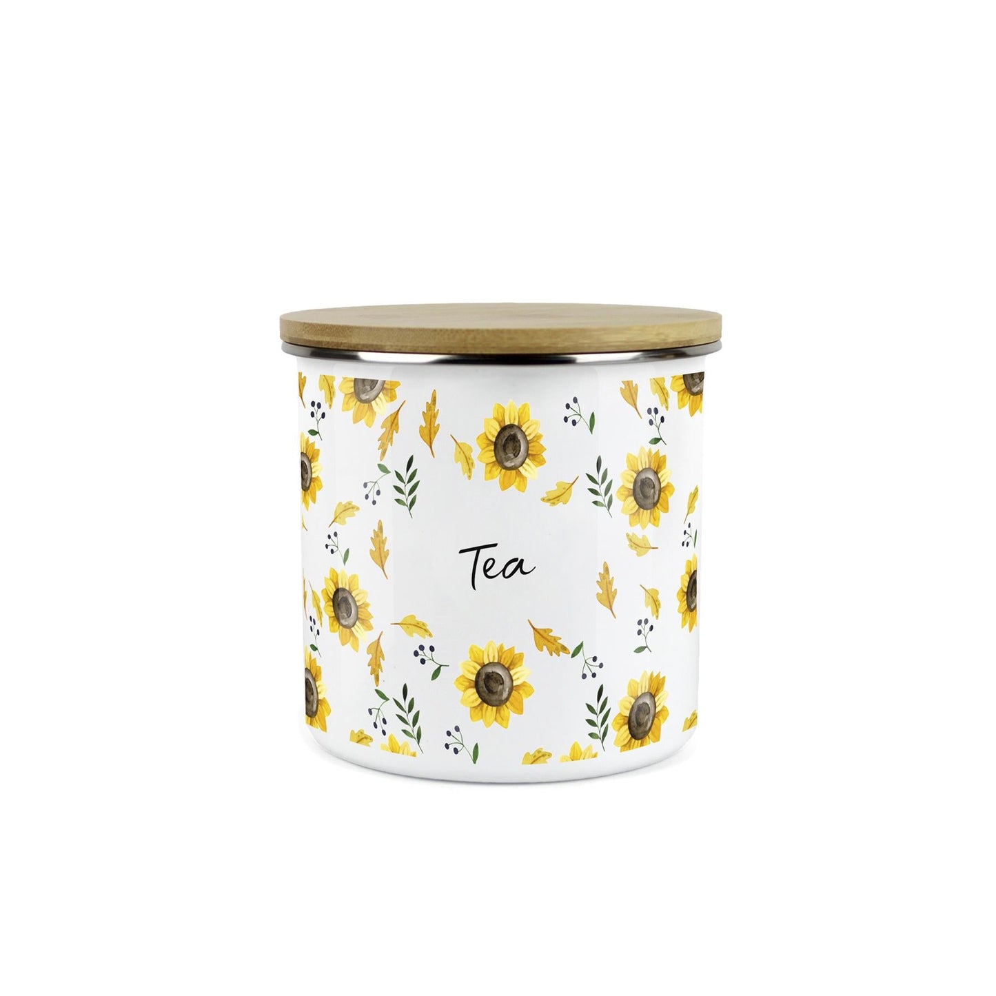 Tea Storage Canister - Sunflowers Yellow Kitchen Storage Jar