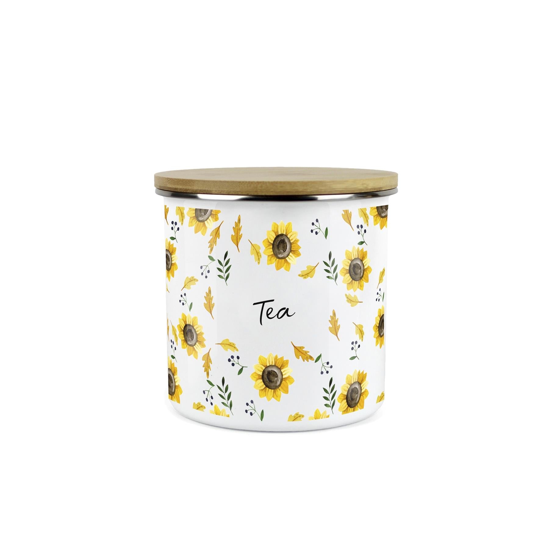 Tea Storage Canister - Sunflowers Yellow Kitchen Storage Jar