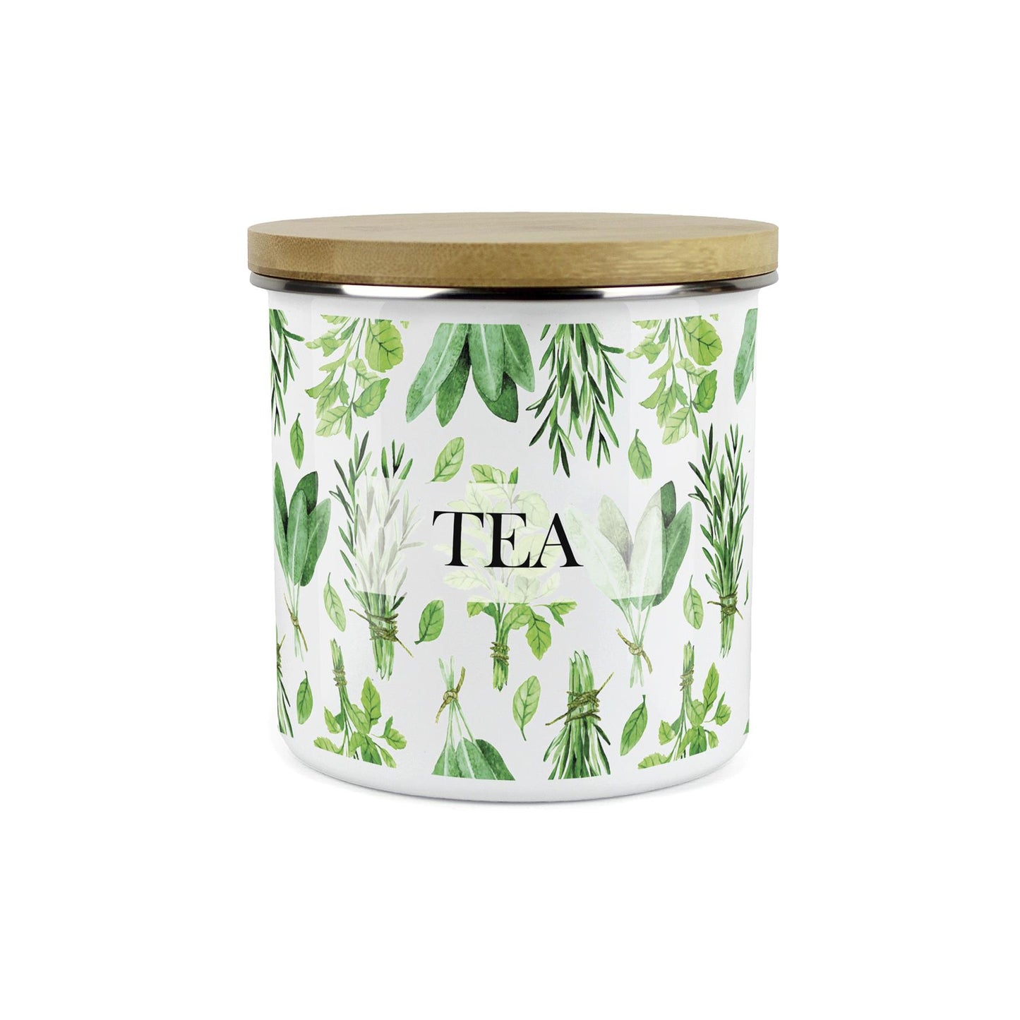 Tea Canister - Kitchen Herbs Enamel Airtight Jar Green Storage