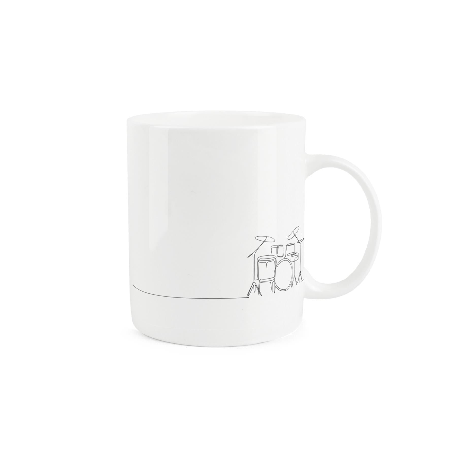 Thoughtful bone china mug featuring an electric guitar drawing.