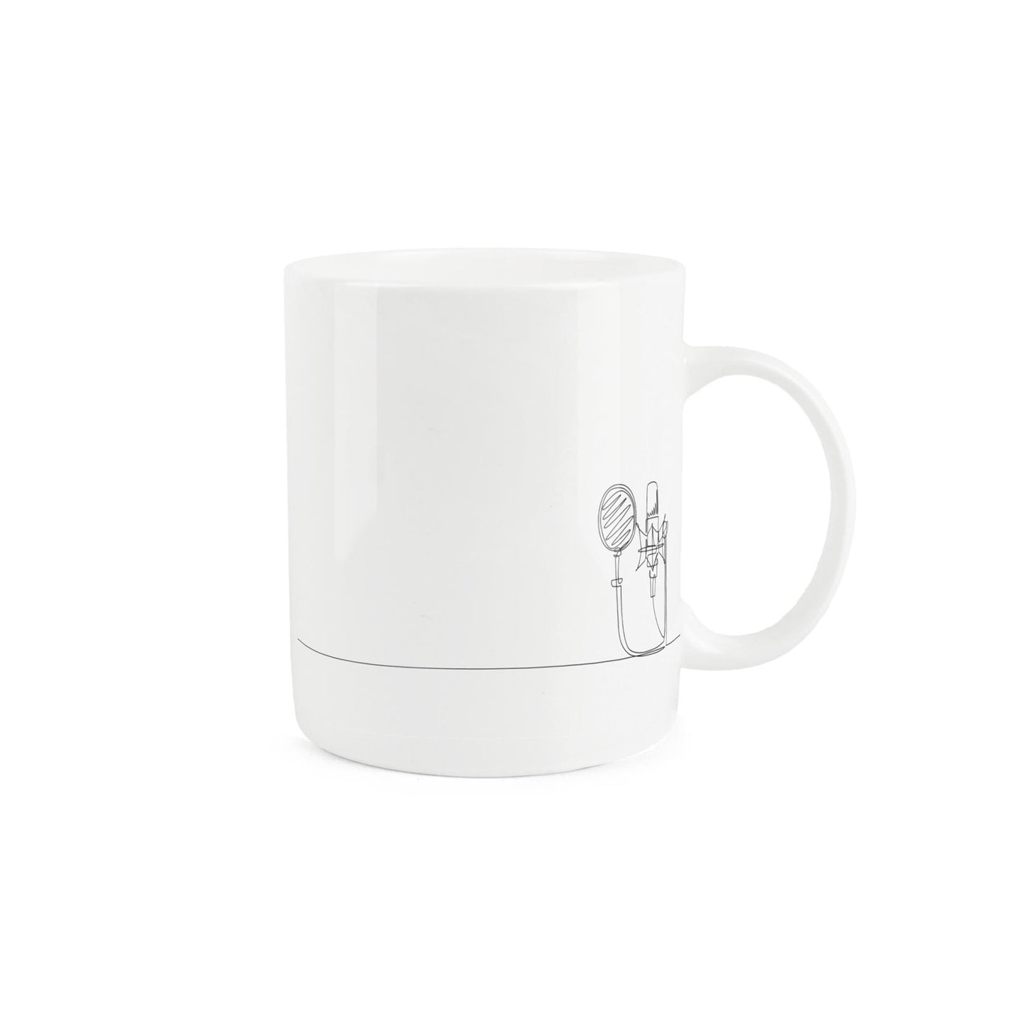 Lovely bone china mug with a drum kit drawing.