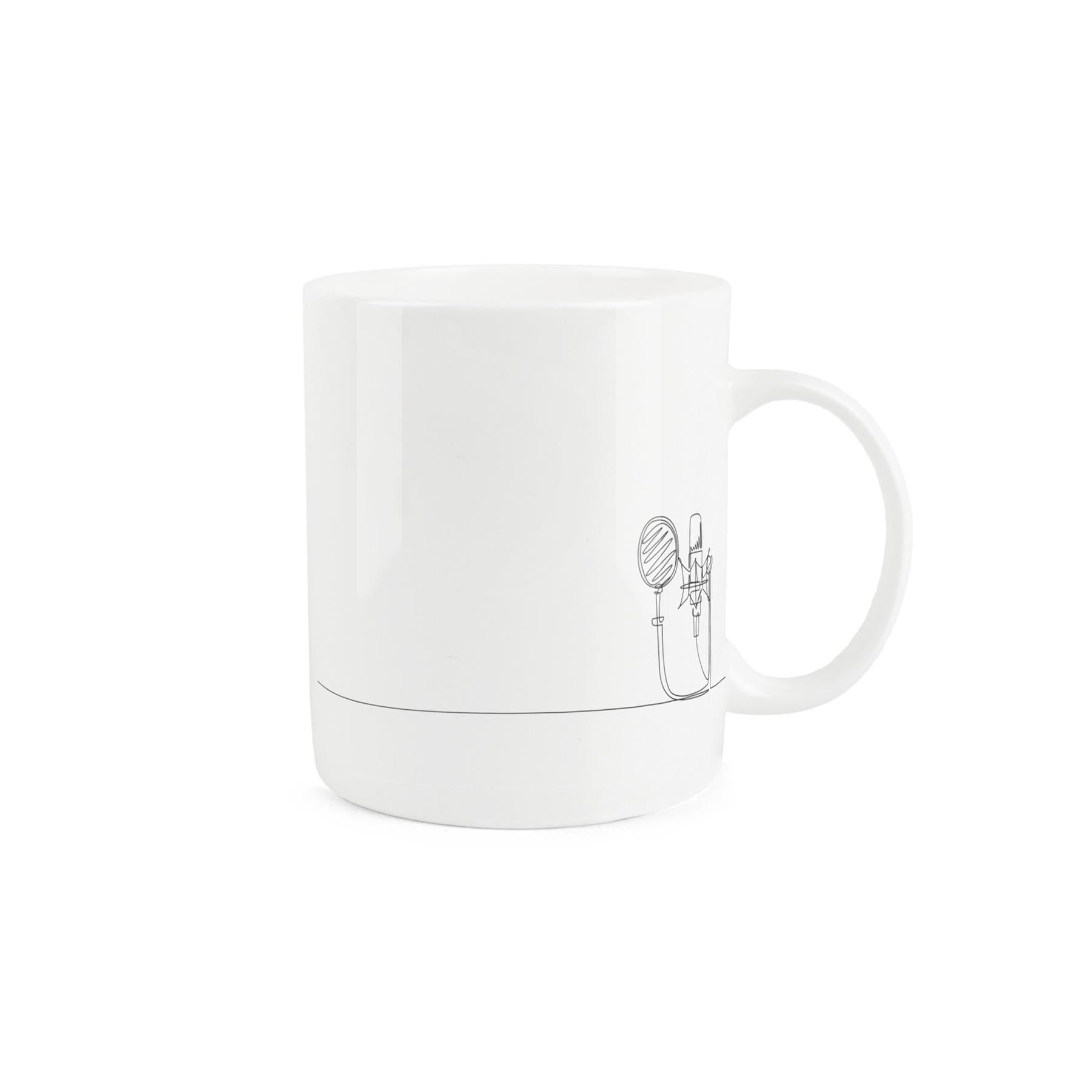 Lovely bone china mug with a drum kit drawing.