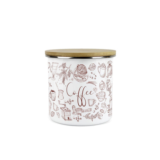 Enamel Rustic Coffee Storage Canister - Kitchen Storage Jar