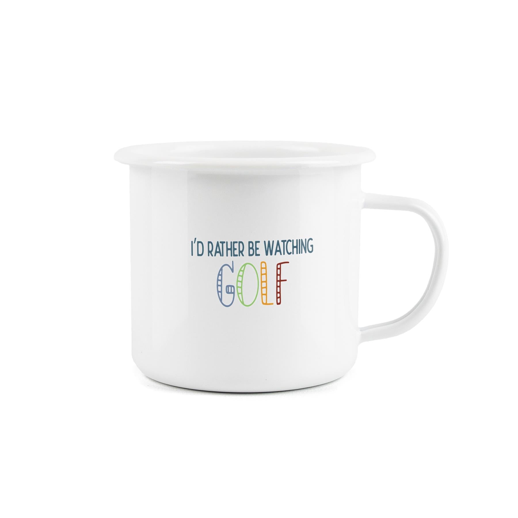 Fun novelty mug expressing a desire to watch golf, perfect for outdoor activities.
