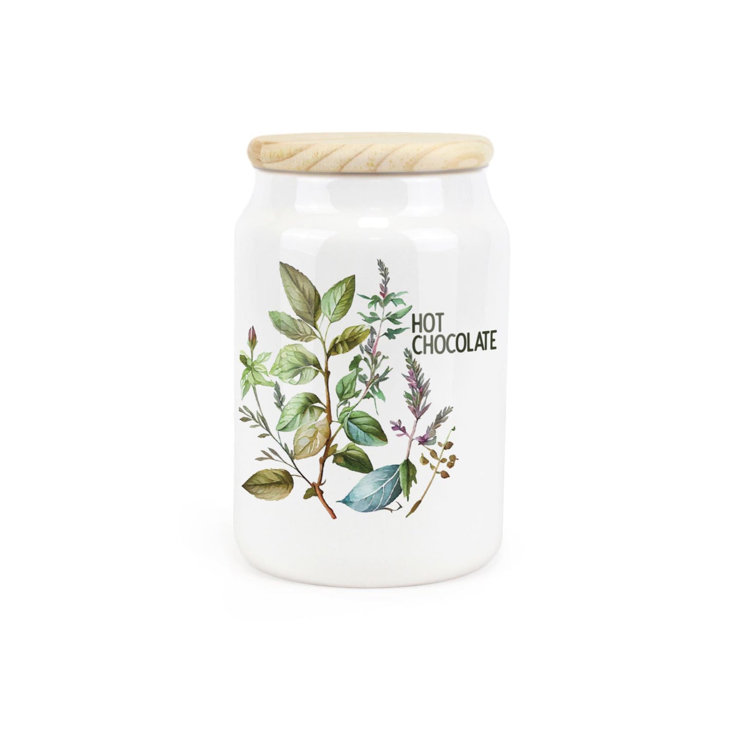 Watercolour Herbs Ceramic Canister