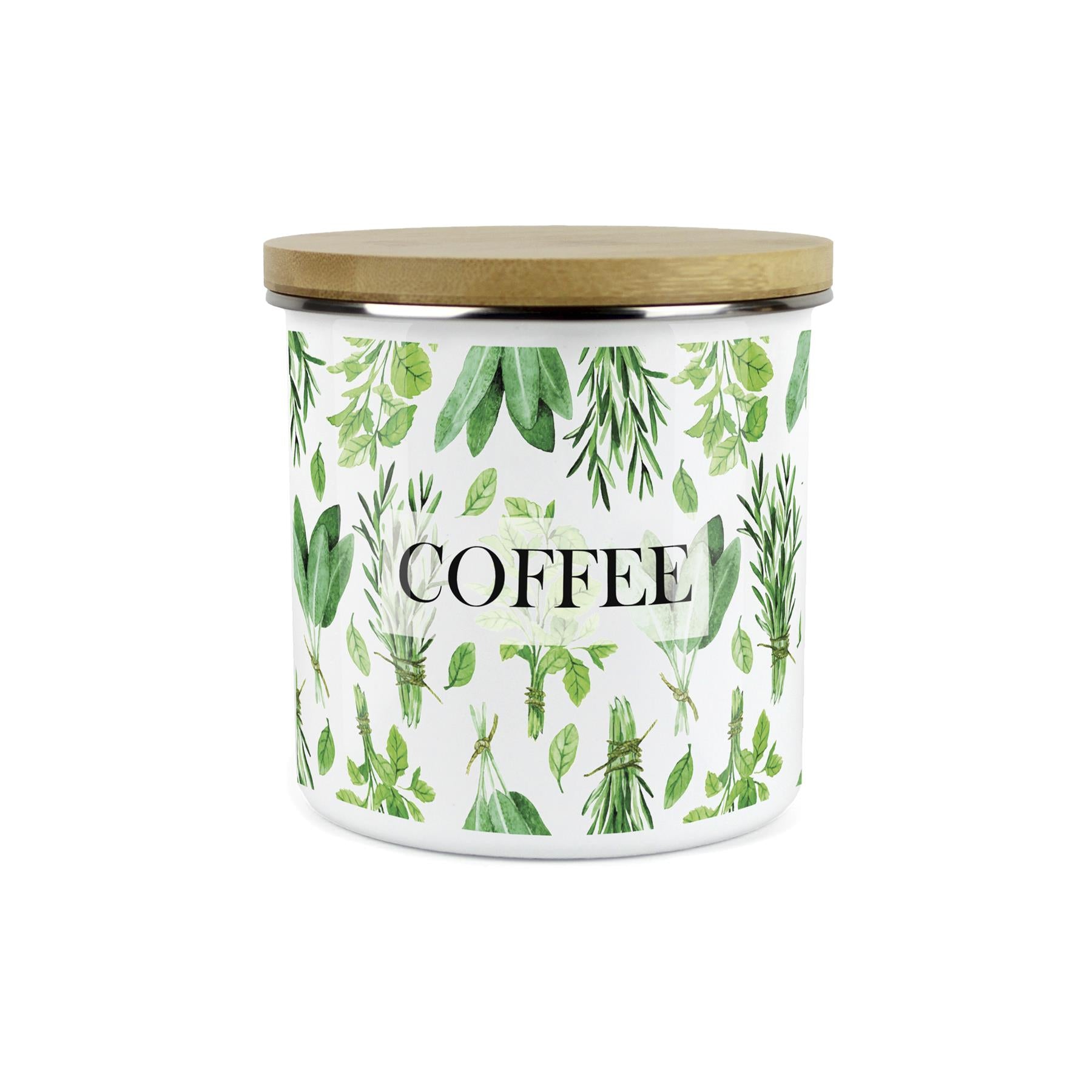 Coffee Canister - Kitchen Herbs Enamel Airtight Jar Green Storage