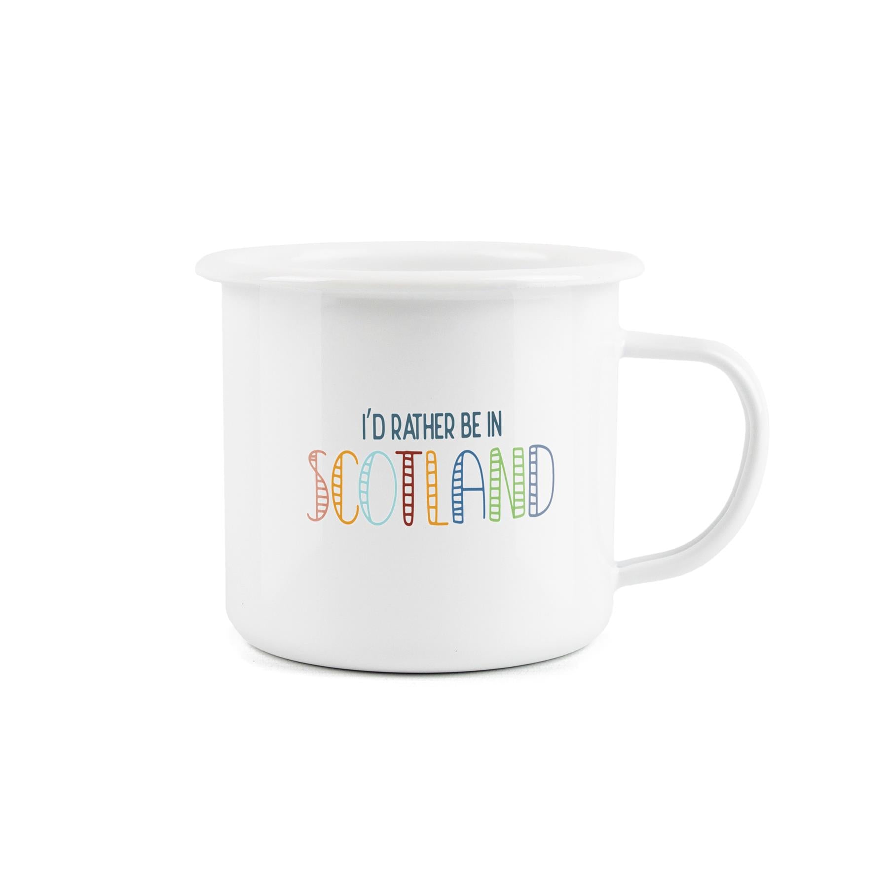 Fun novelty mug expressing a desire to be in Scotland, perfect for outdoor activities.