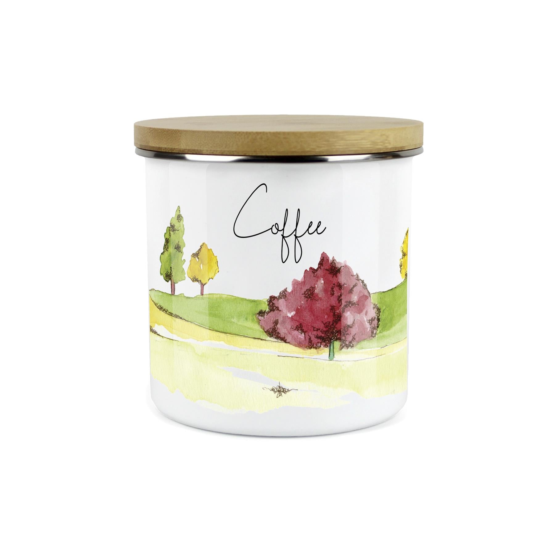 Coffee Canister - Hand-painted Watercolour English Landscape Kitchen Storage Jar