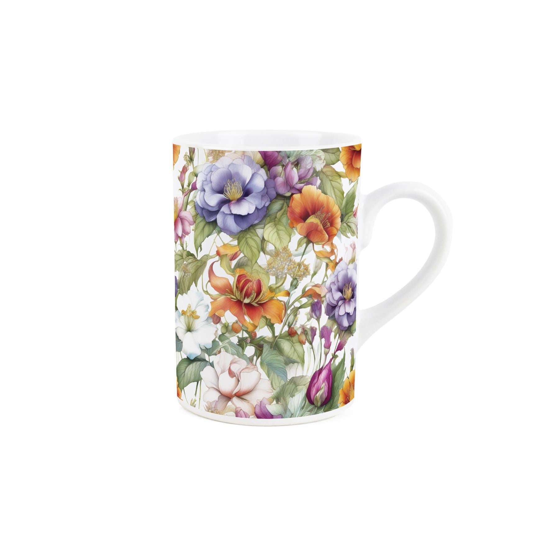 Pretty flowers adorn this Ceramic mug, creating a tactile tea and coffee gift/present.