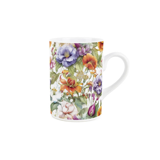 Pretty flowers adorn this Ceramic mug, creating a tactile tea and coffee gift/present.