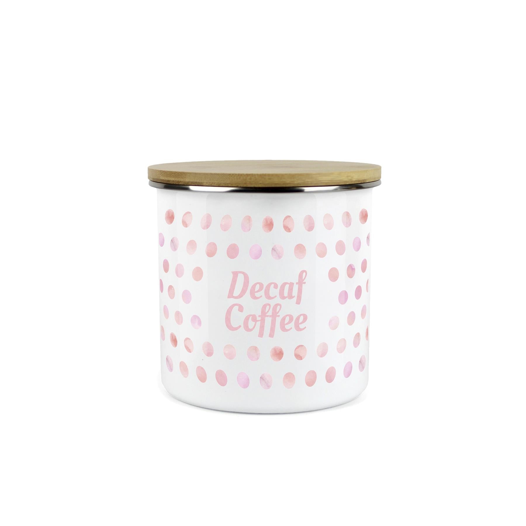 Purely Home Kitchen Polka Dot Pink Food Storage Canister - Decaf Coffee