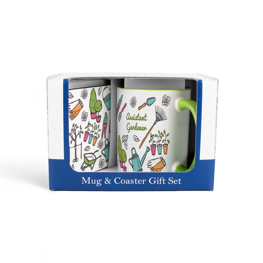 Assistant Gardener Green Mug & Coaster Gift Set