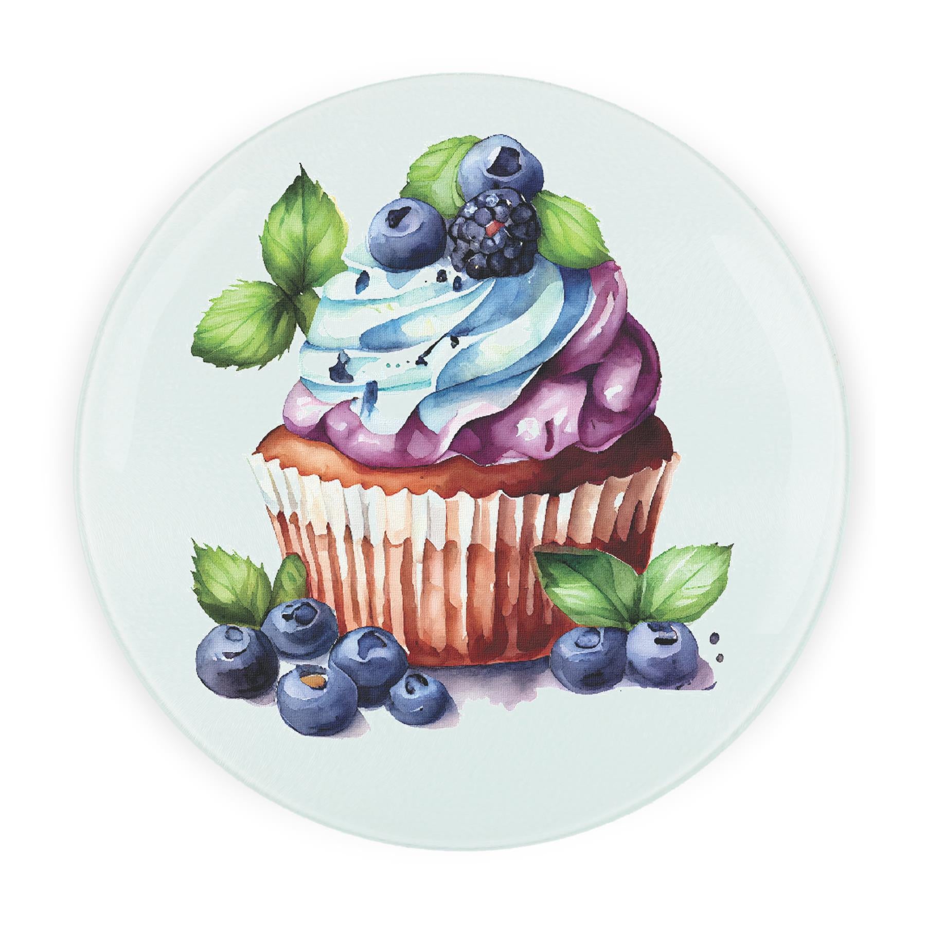 Cupcake Round Glass Worktop Saver - Textured Chopping Board Worktop Protector