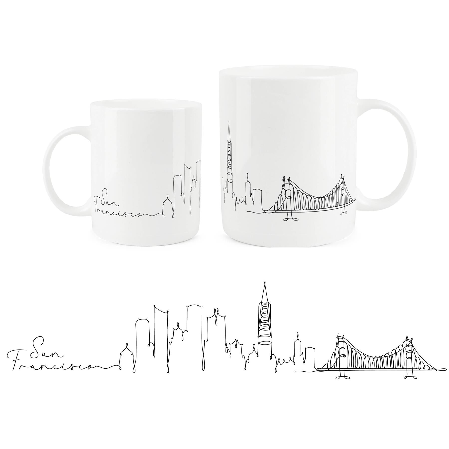 Modern bone china mug highlighting the dynamic Boston skyline.