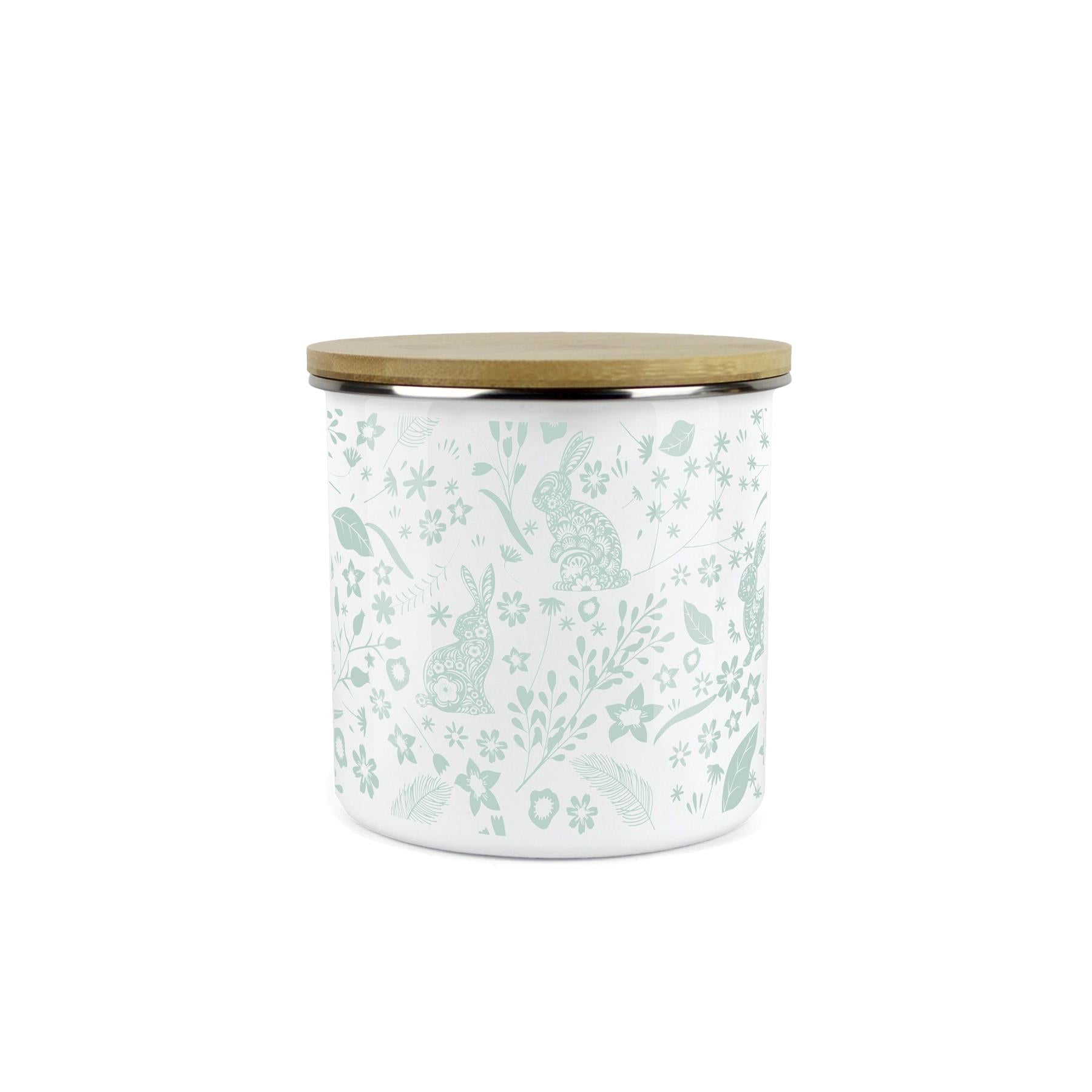 Wild Rabbits Storage Canister - Green Enamel Food/Drink/Baking Container