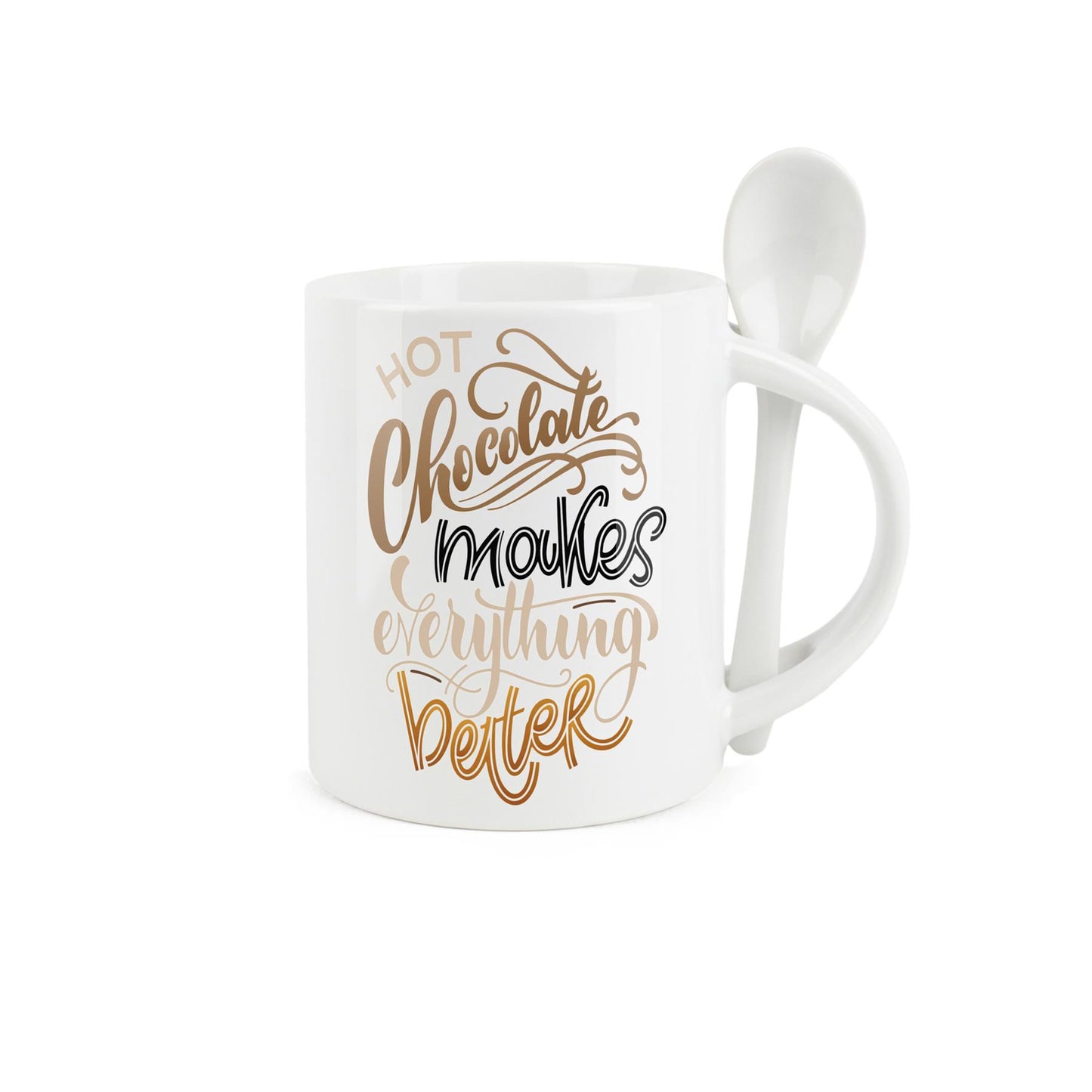 Mug & Spoon Set with hot chocolate design
