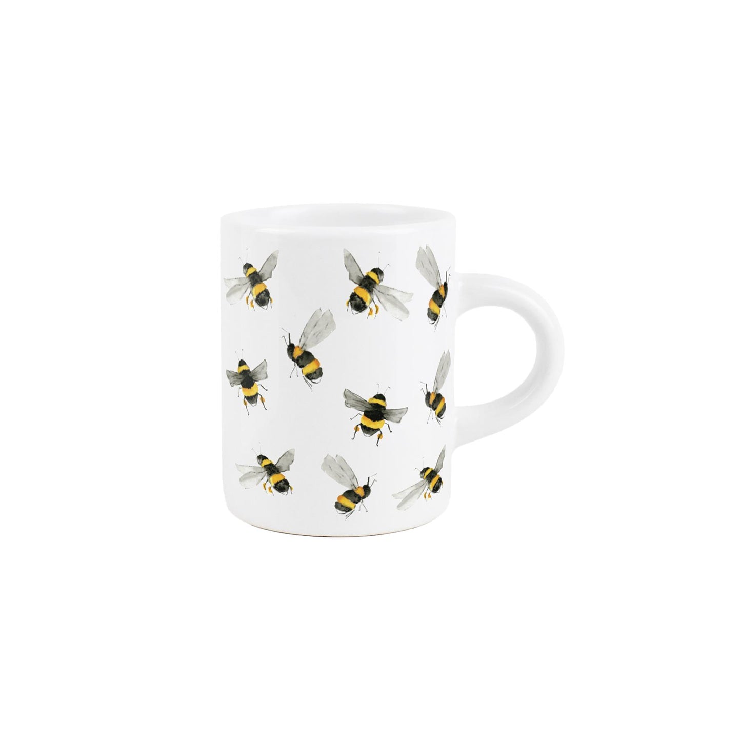 Small ceramic espresso mug with a lovely watercolour painted bee design.