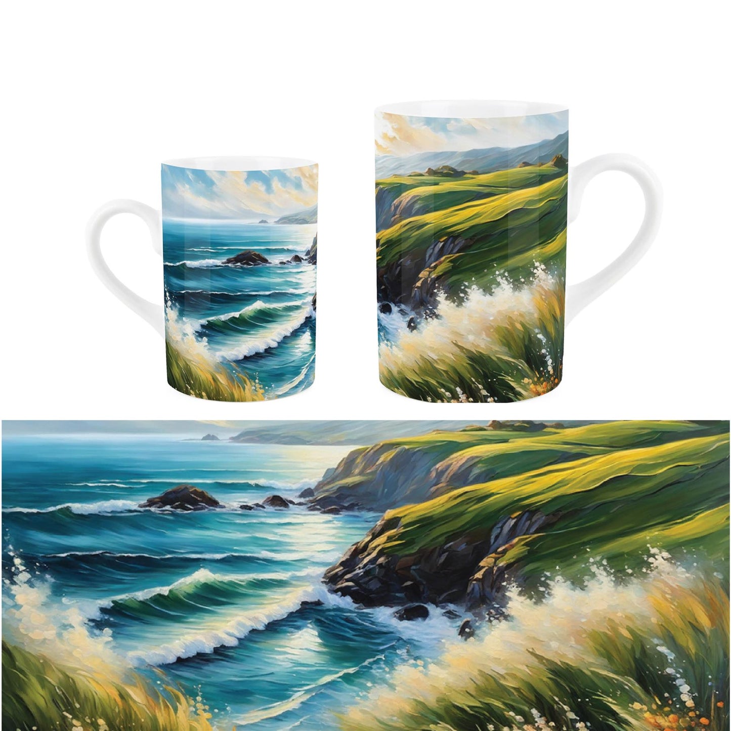 Coastal Morning Sunrise Crashing Waves Mug