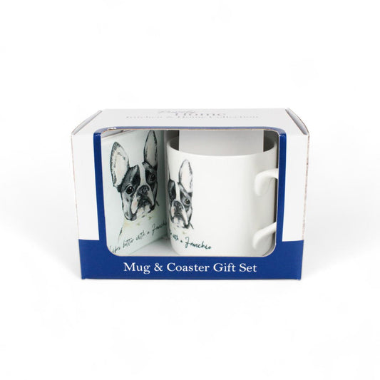 Lifes Better with a Frenchie'  Mug & Coaster Gift Set