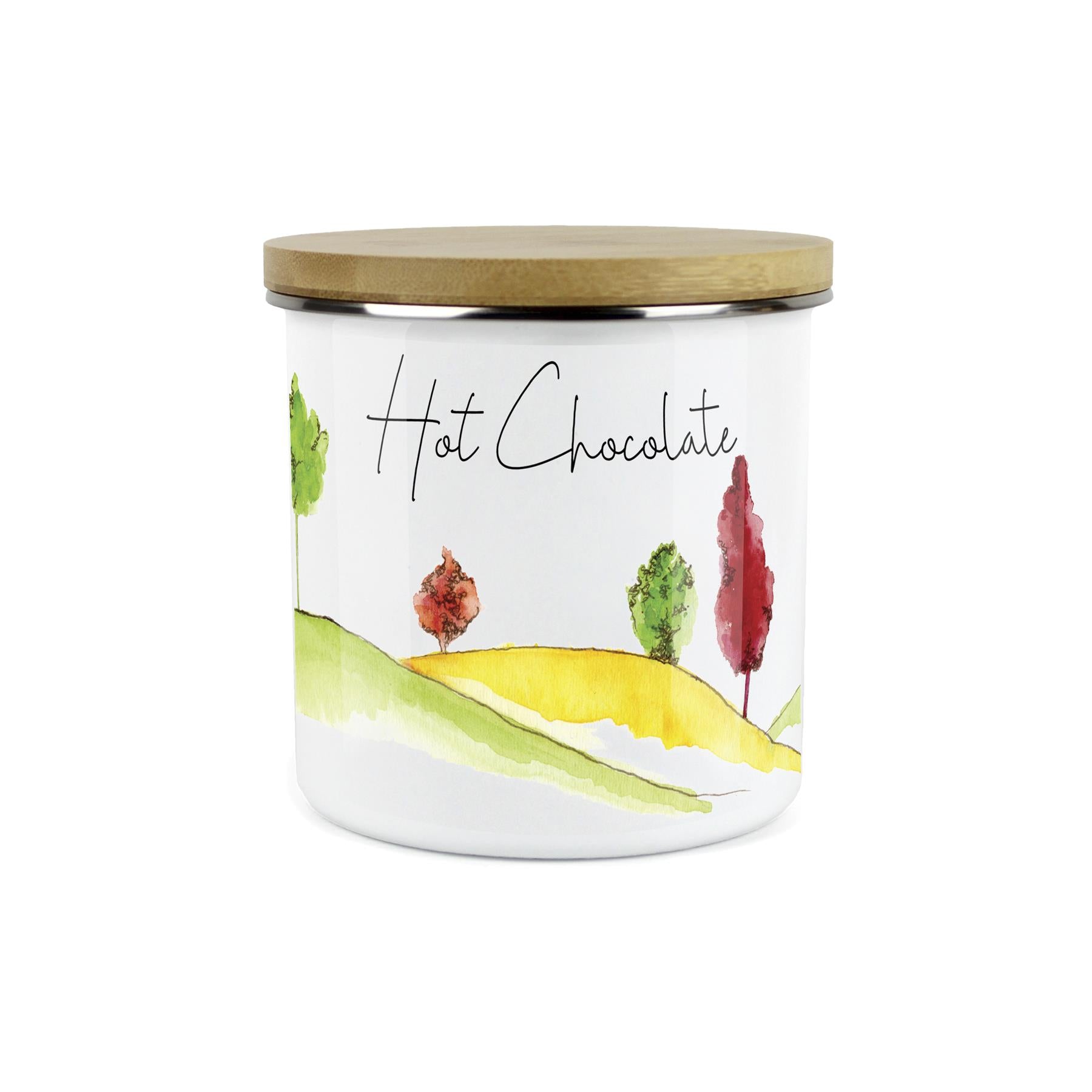 Hot Chocolate Canister - Watercolour English Landscape Kitchen Storage Jar