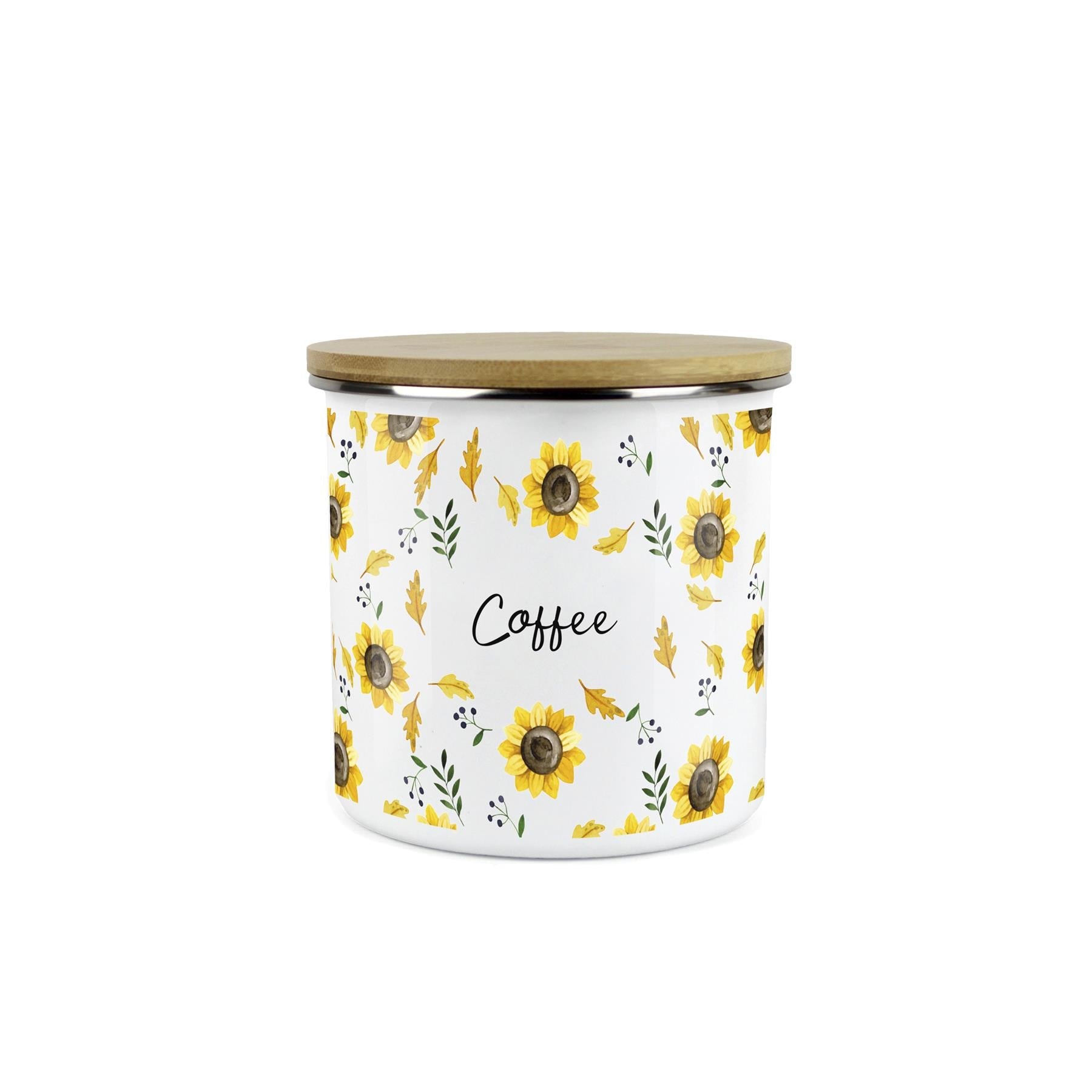 Coffee Storage Canister - Sunflowers Yellow Kitchen Storage Jar