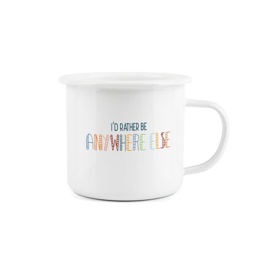 Fun novelty mug for expressing a desire to be elsewhere, perfect for outdoor activities.