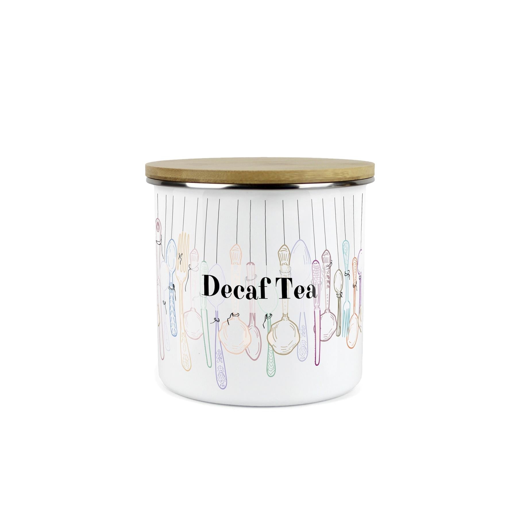 Vintage Cutlery Decaf Tea Storage Canister - Enamel Kitchen Container