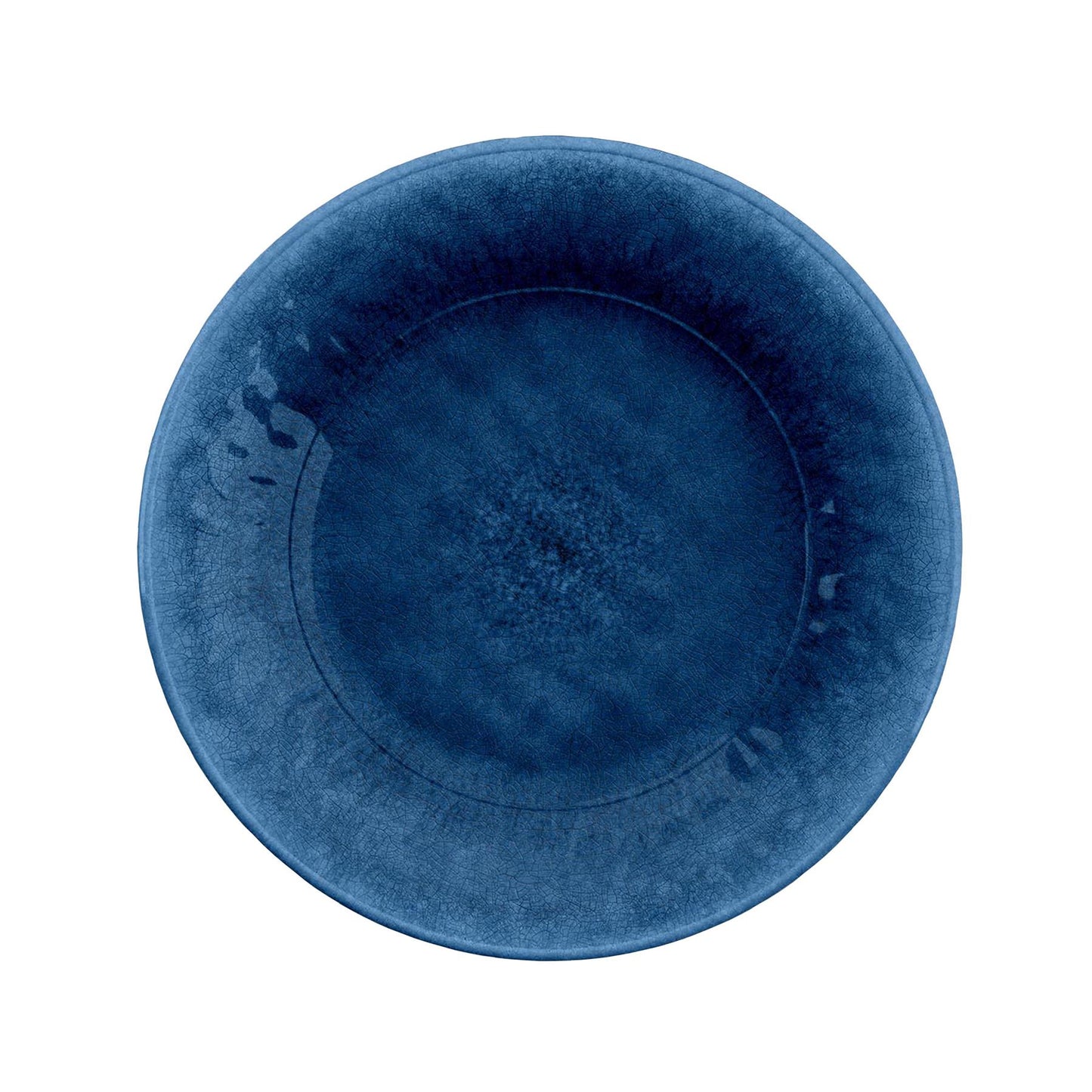 Indigo Melamine side plate with cracked reactive glaze finish and smooth interior