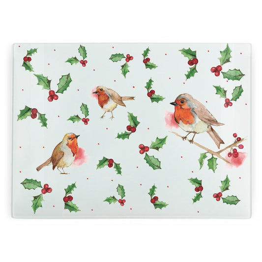 Christmas Robins & Holly Large Smooth Worktop Protector