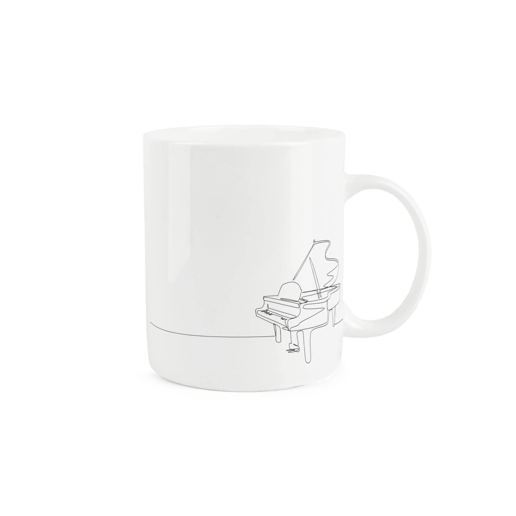 Stunning bone china mug showcasing a harp drawing.