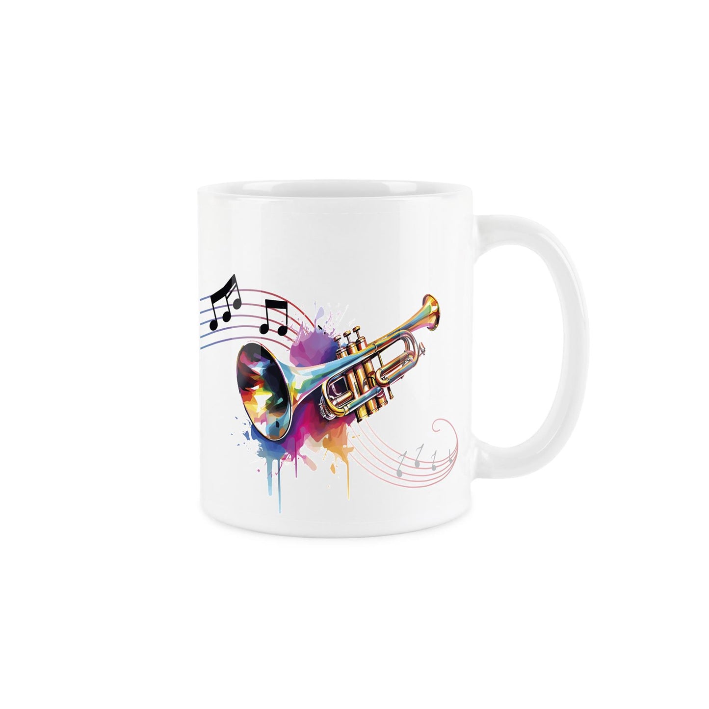 Illustrative rainbow colour design of Ukelele on a ceramic mug