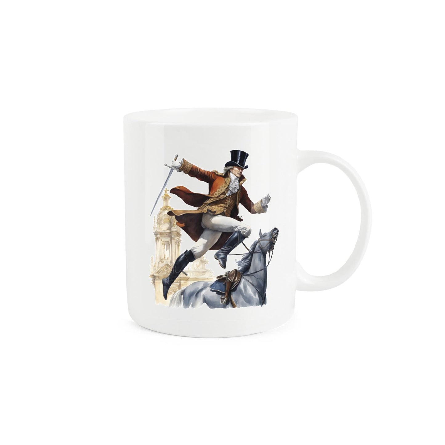 12 Days of Christmas bone china mug, 10th day: Lord & horse design.
