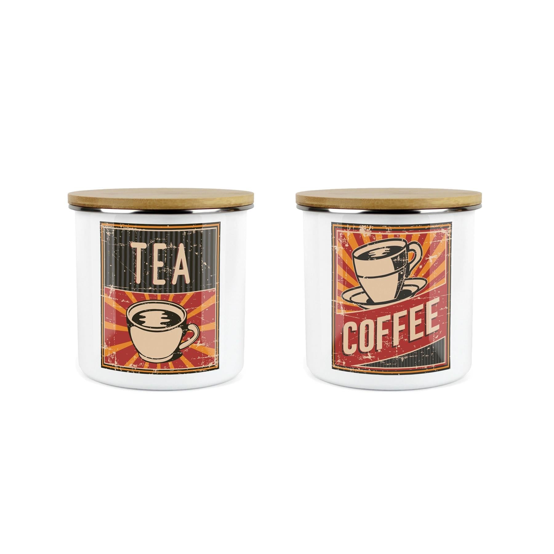 Retro 60s Diner Coffee & Tea Canisters - Kitchen Storage Jars - Set of 2